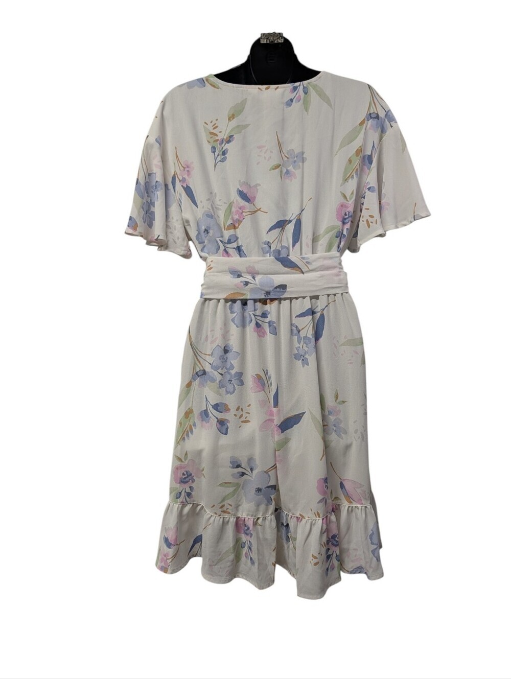 Lauren Conrad Floral Wrap Dress Size S Ruffle Hem Flutter Sleeve Tie Waist Mini - Picture 2 of 8